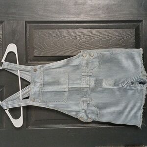 girls stripped overalls. adjustable straps